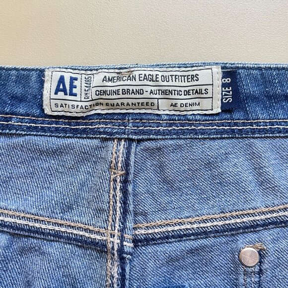 American Eagle Shorts 8 Blue Denim Jean Front Snap - Picture 3 of 5